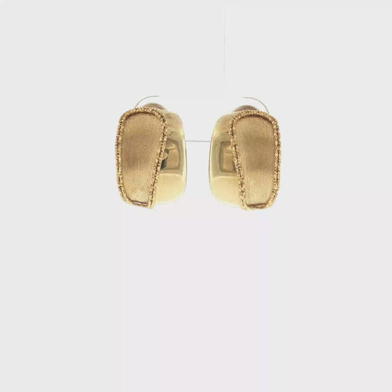 18K Gold Textured Wide Clip Earrings