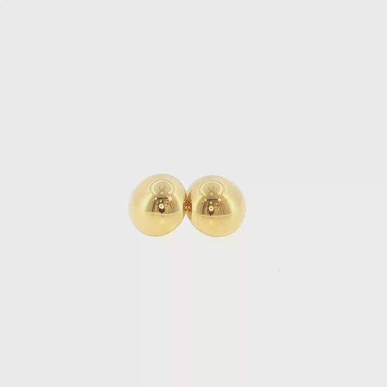 18K Gold Round Puff Stud Earrings