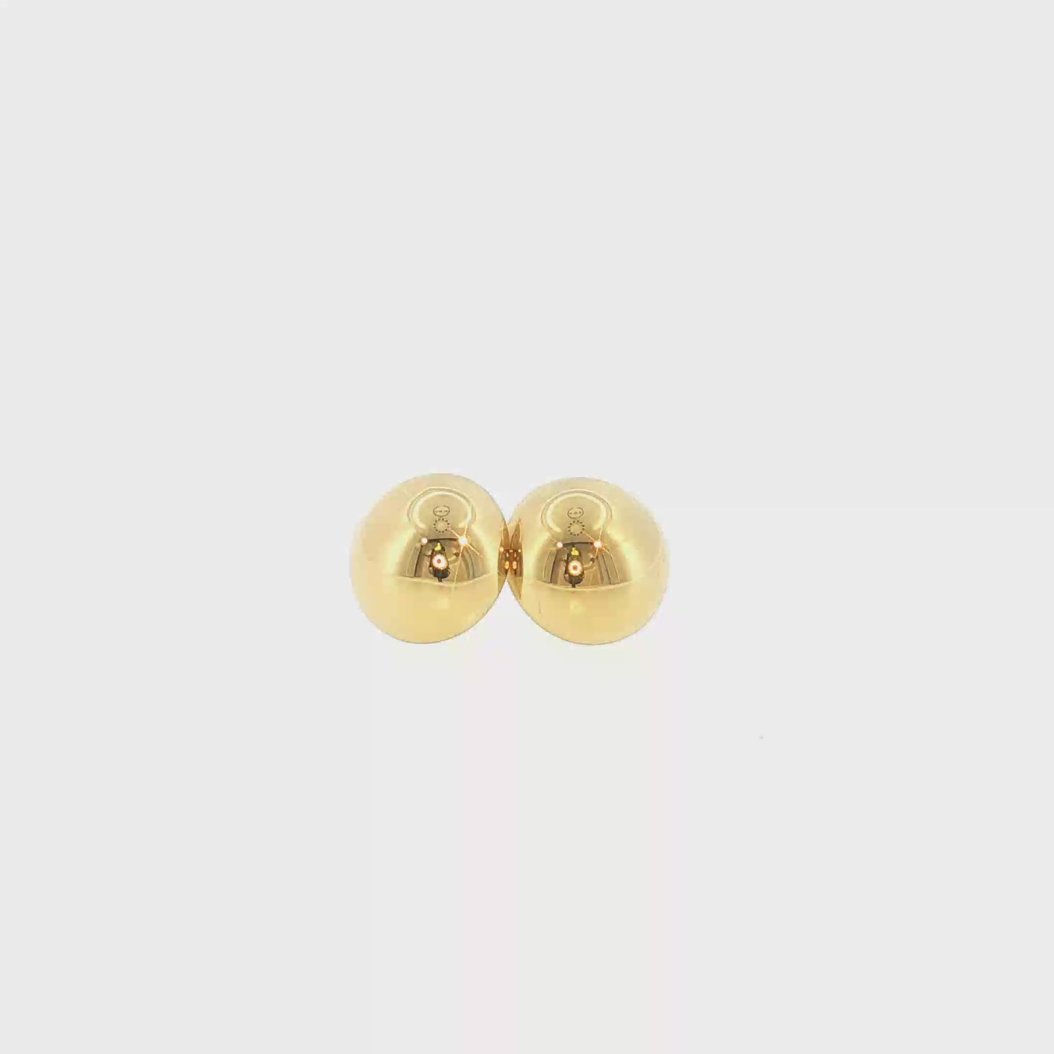 18K Gold Round Puff Stud Earrings