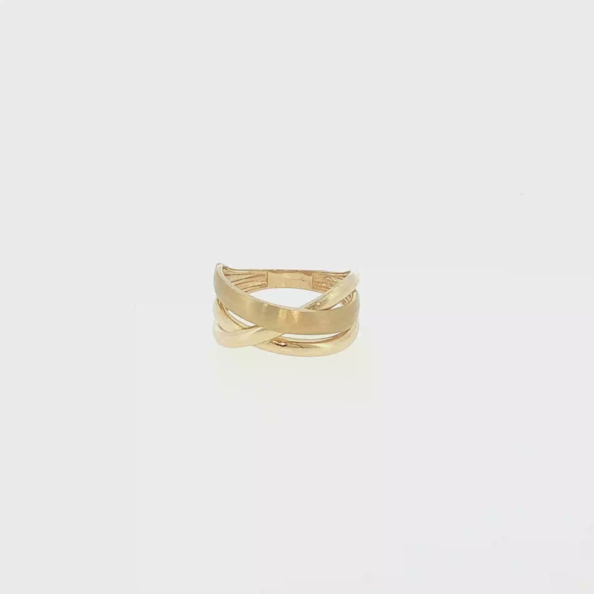 18K Yellow Gold Crossed Bands Ring