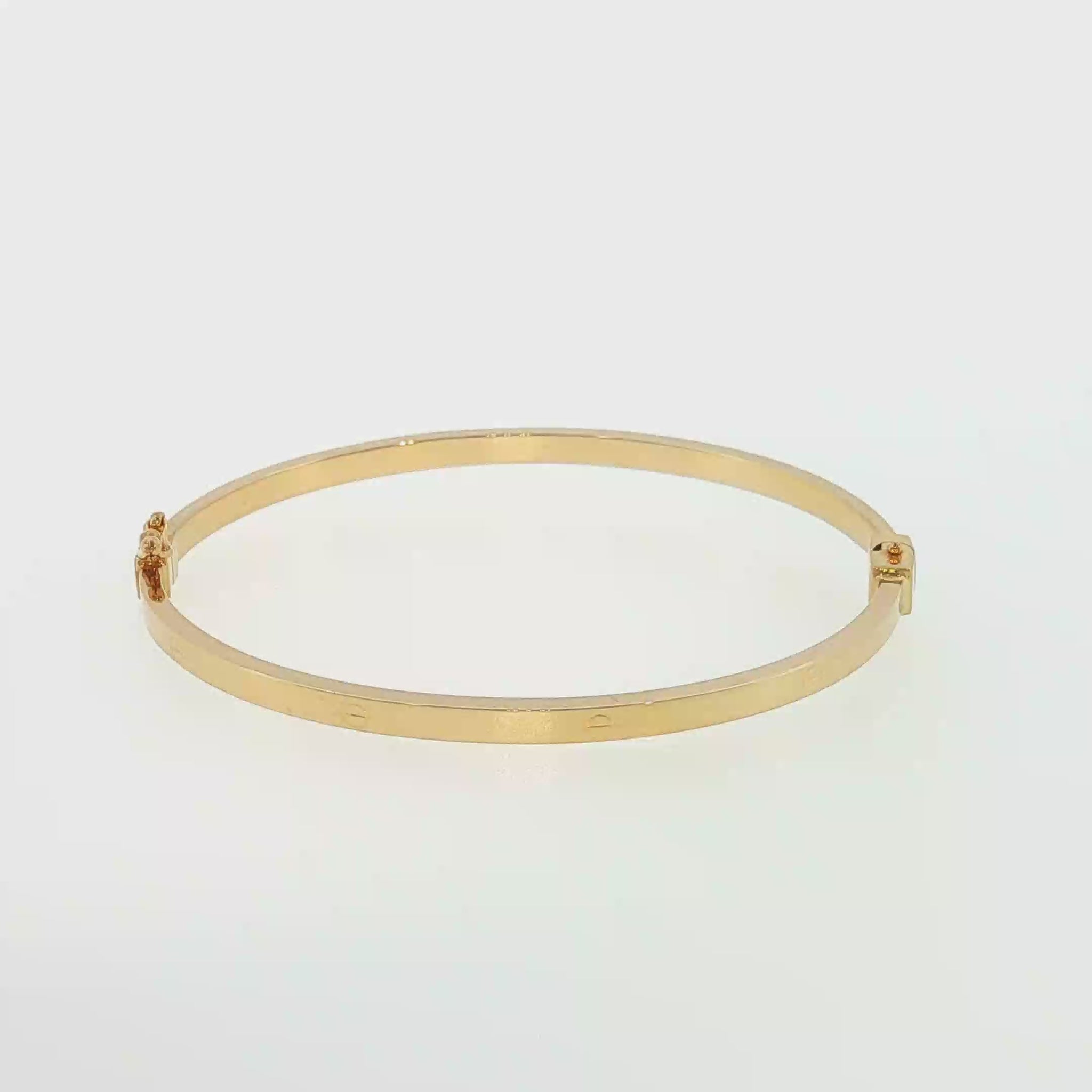 18K Gold Thin Screw Square Bangle