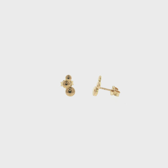 18K Gold Triple Button Stud Earrings