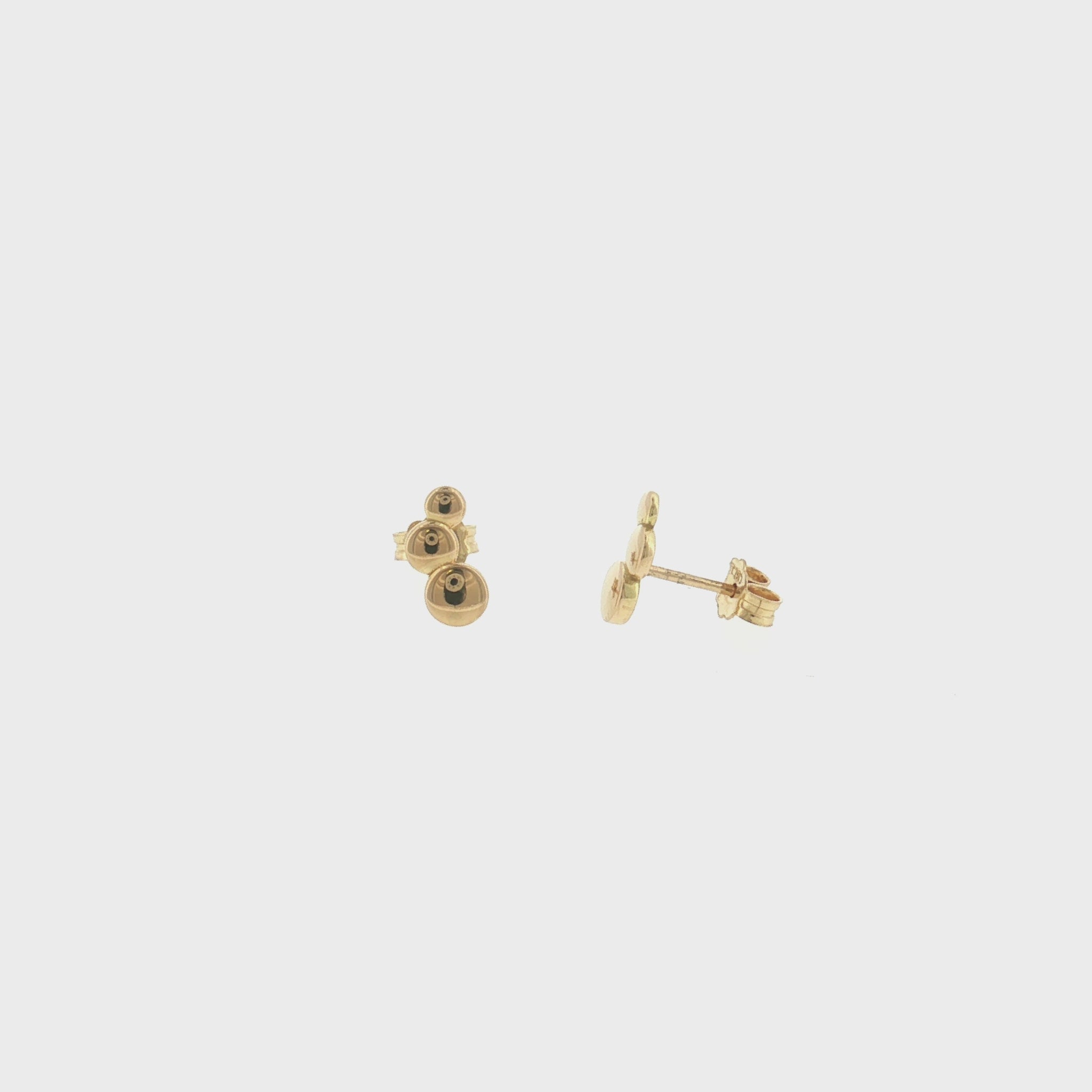 18K Gold Triple Button Stud Earrings