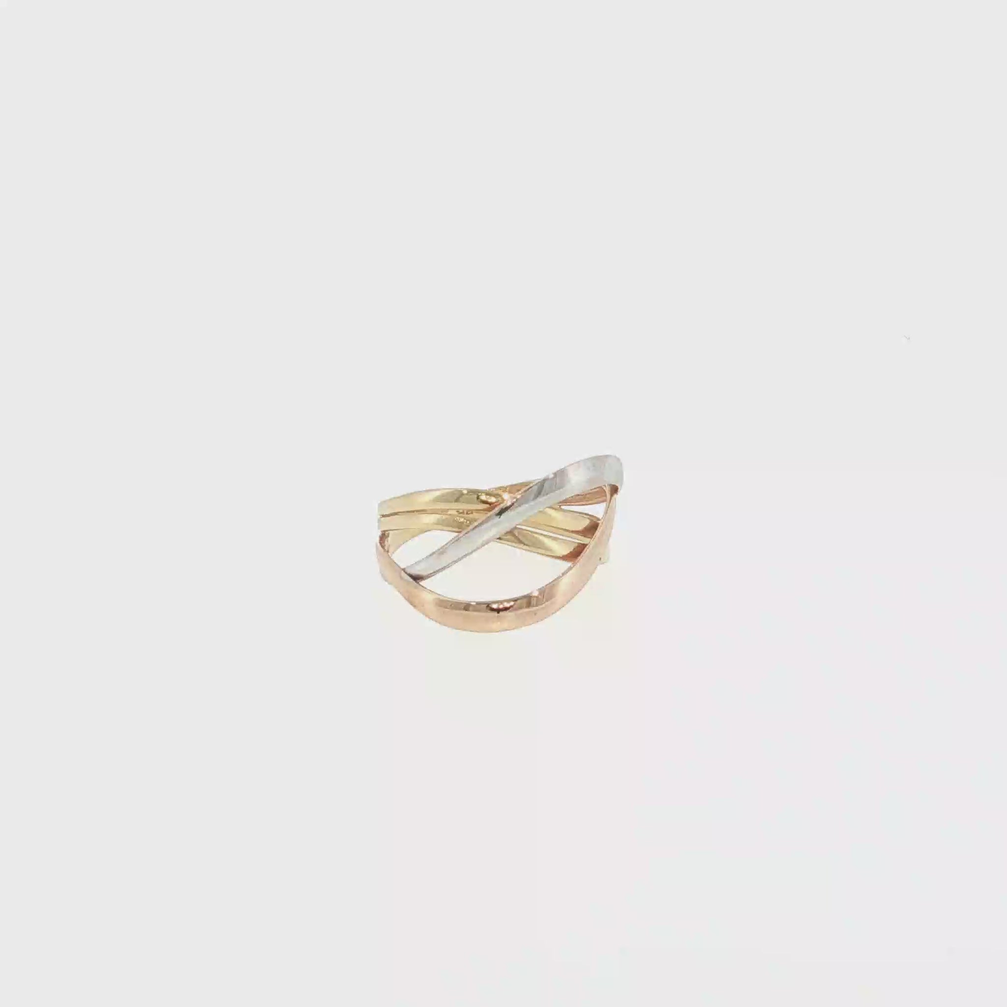 18K Gold Tri-Color Criss-Cross Ring