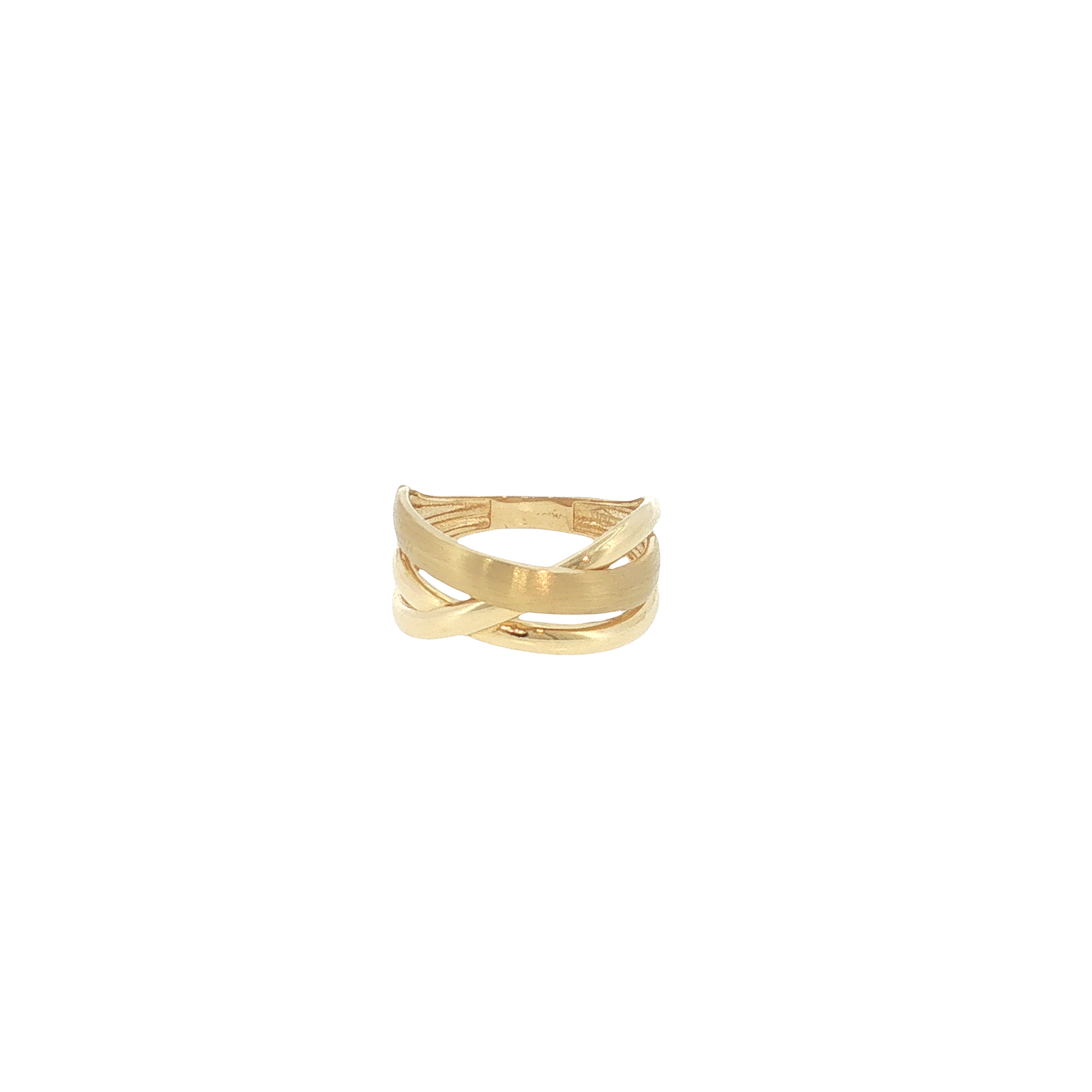 18K Yellow Gold Crossed Bands Ring