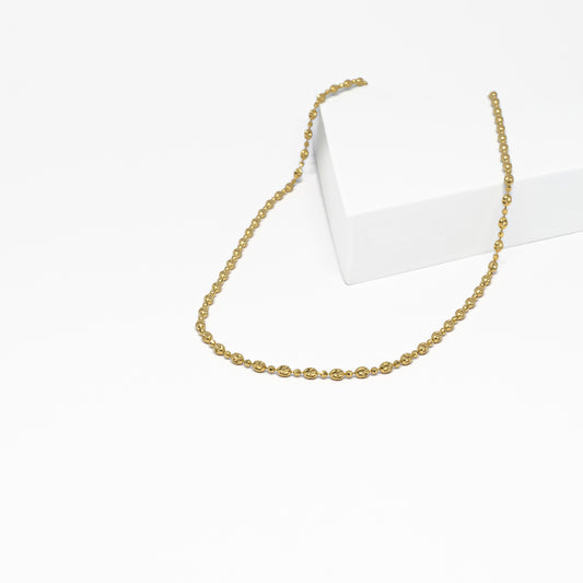 18K Gold Diamond Cut Bead Necklace