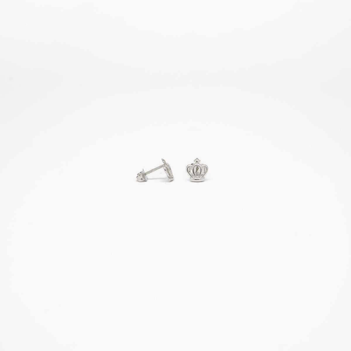 18K White Gold Crown Stud