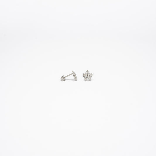 18K White Gold Crown Stud