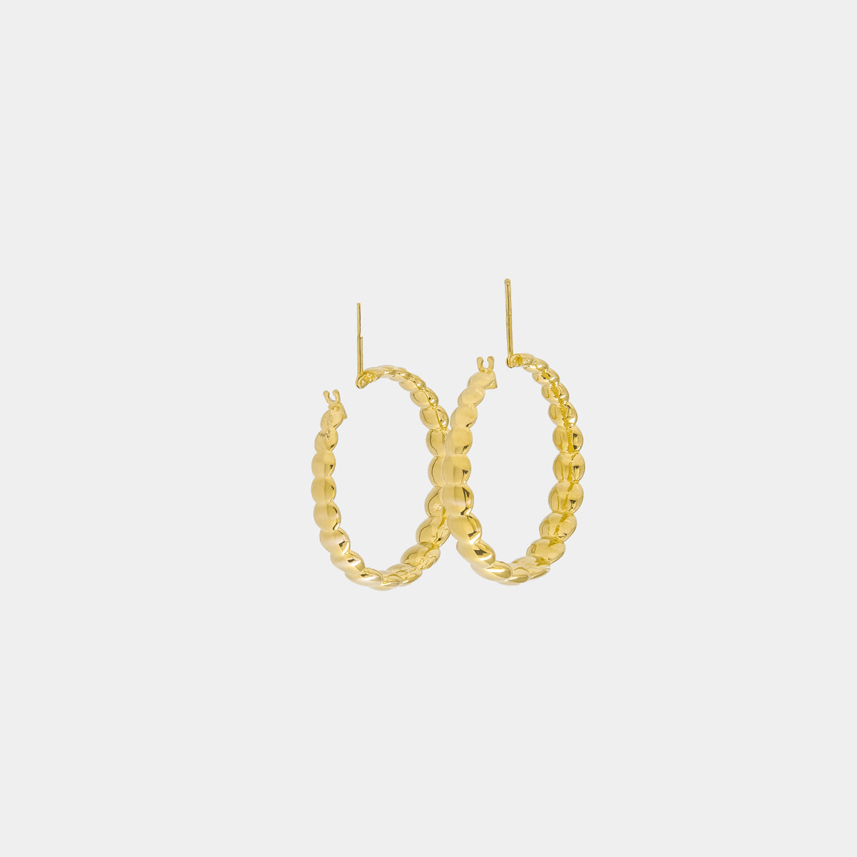 18K Yellow Gold Flat Ball Hoops