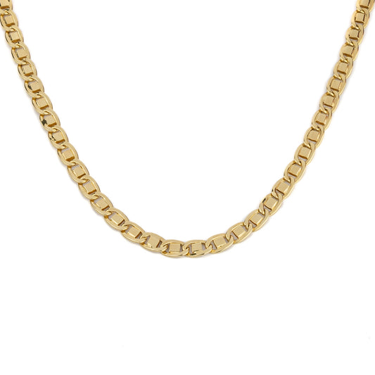 18K Gold Flat Mariner Chain