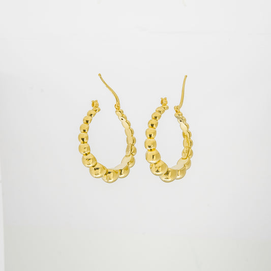 18K Yellow Gold Half Ball Hoops