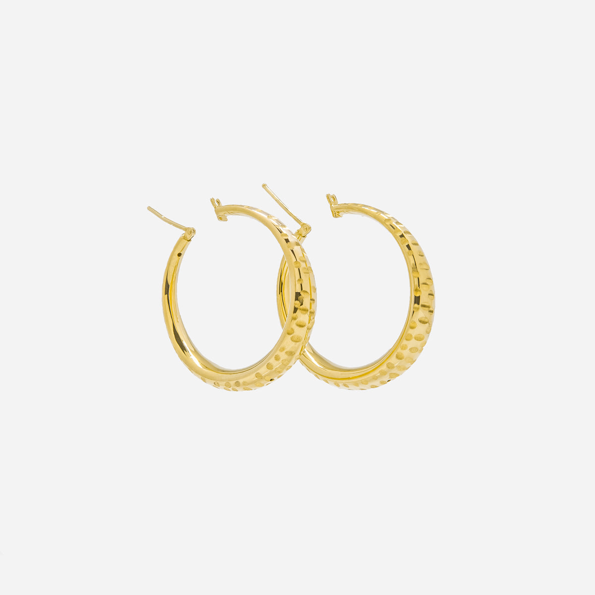 18K Yellow Gold Hammered Hoops