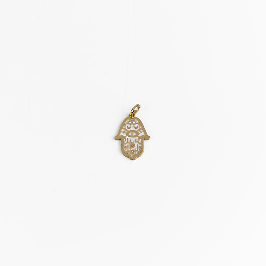 18K Gold Mother of Pearl Hamsa Hand