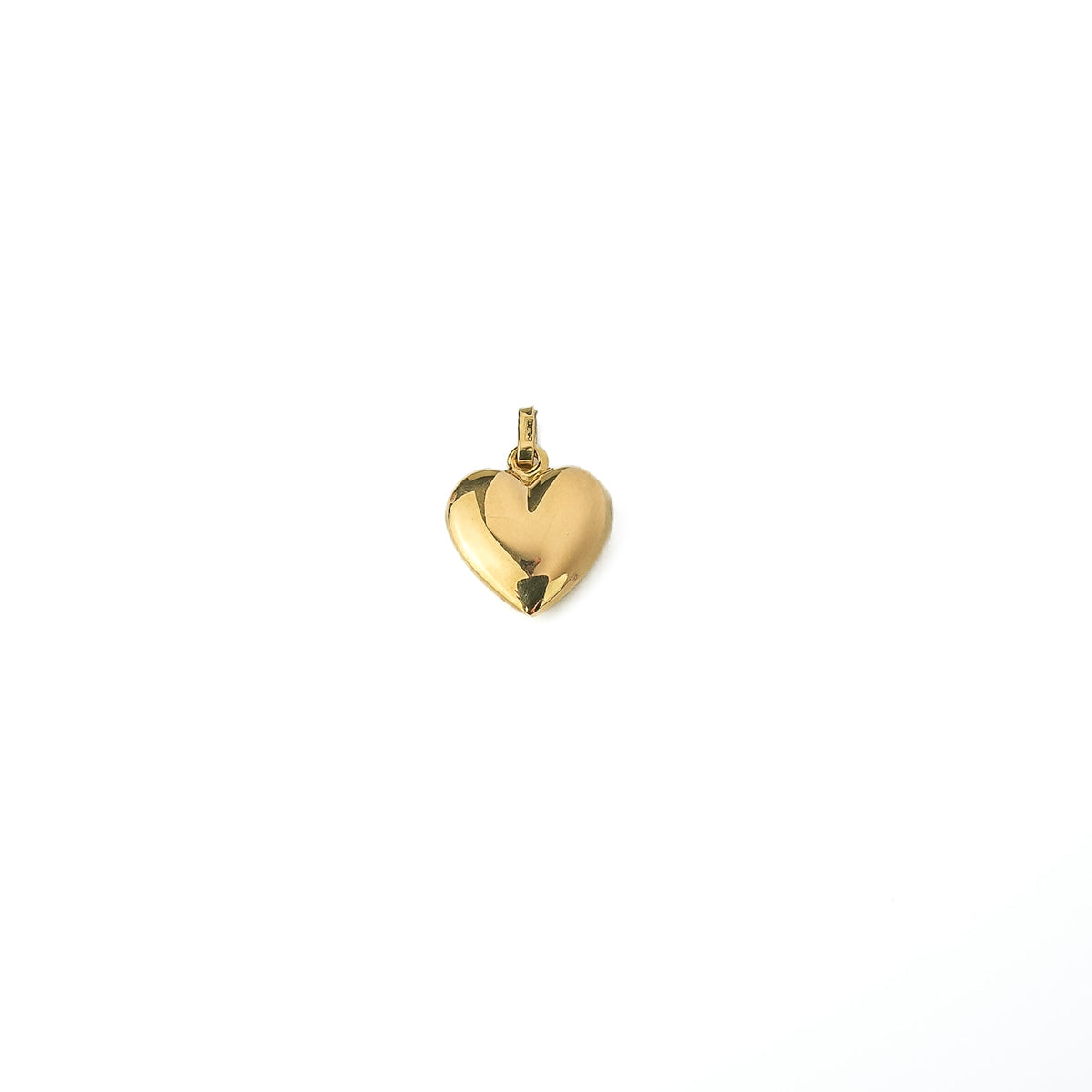 18K Gold Puff Heart Pendant