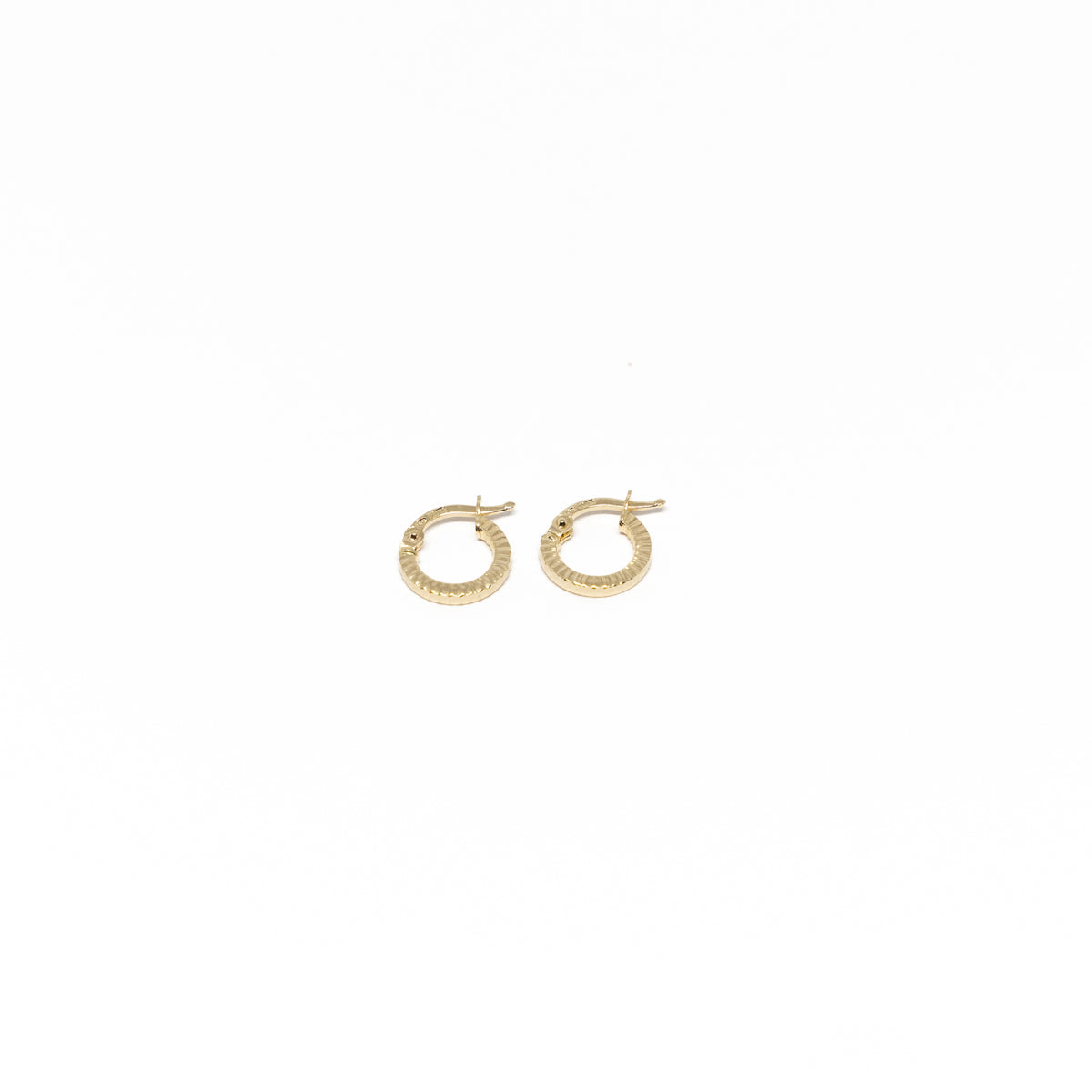 18K Gold Mini Hammered Hoops