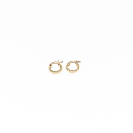 18K Gold Mini Hammered Hoops