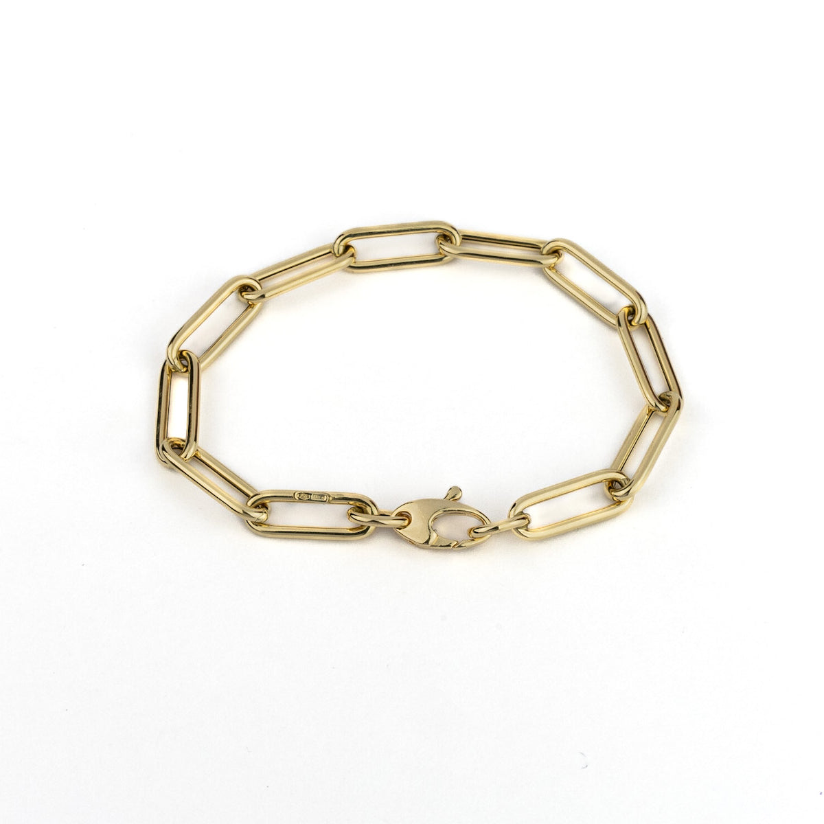 18K Gold Paper Clip Link Bracelet