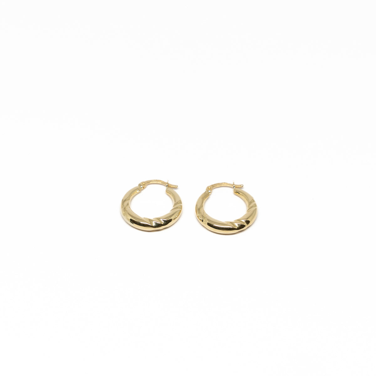 18K Gold Hammered Hoops