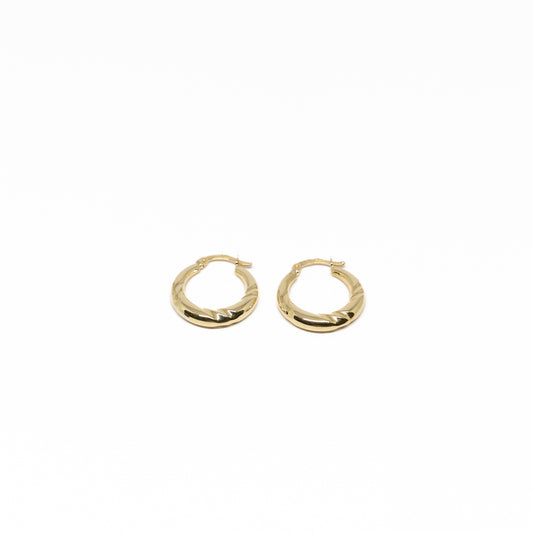 18K Gold Hammered Hoops