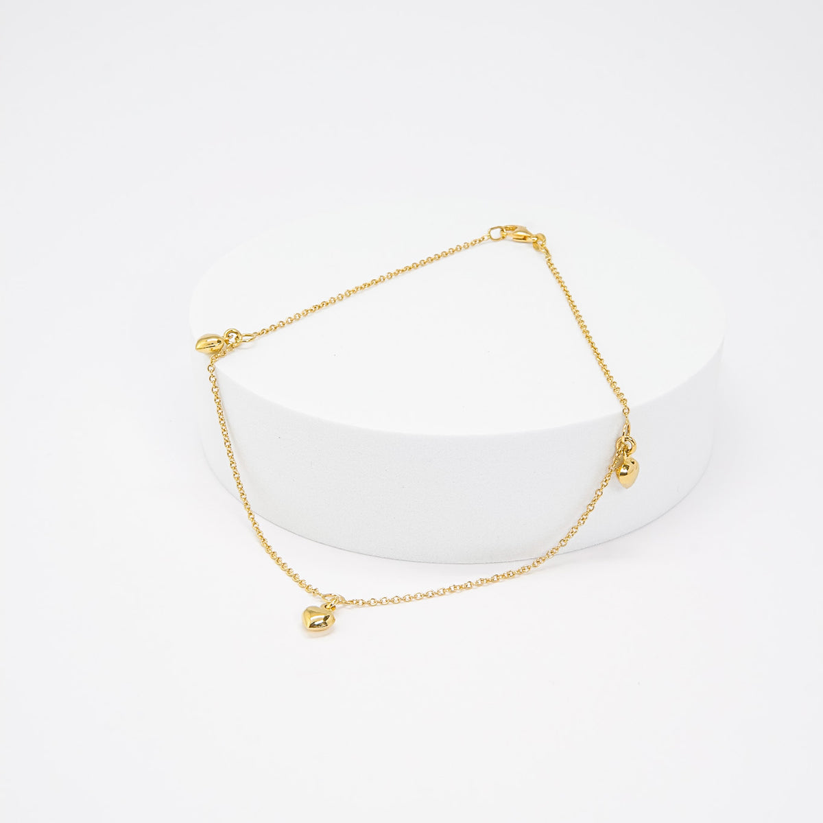 18K Gold Puff Heart Anklet