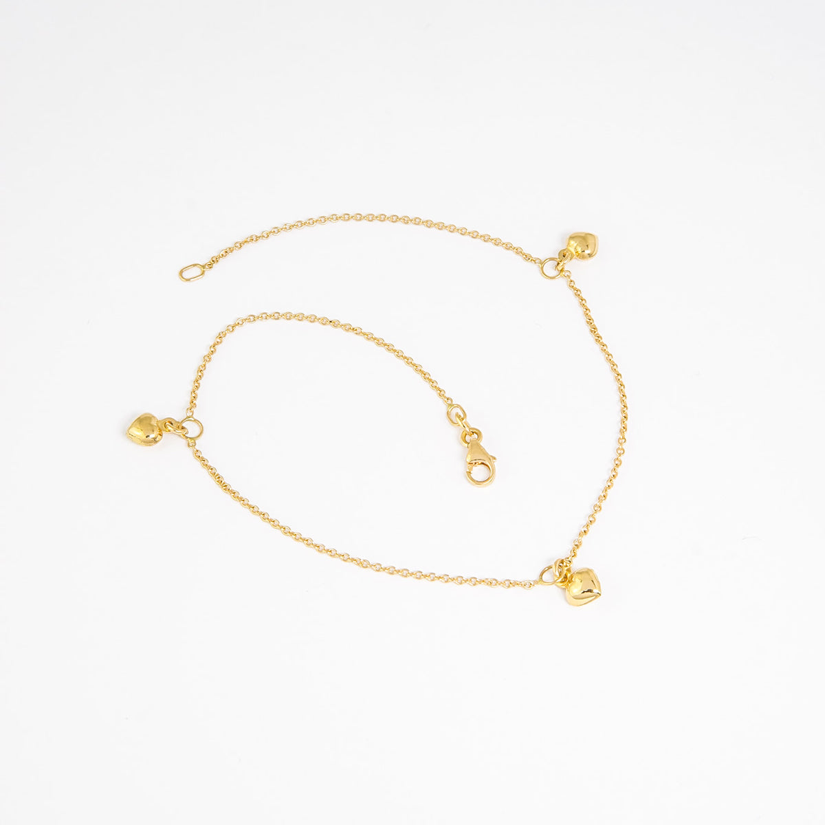 18K Gold Puff Heart Anklet