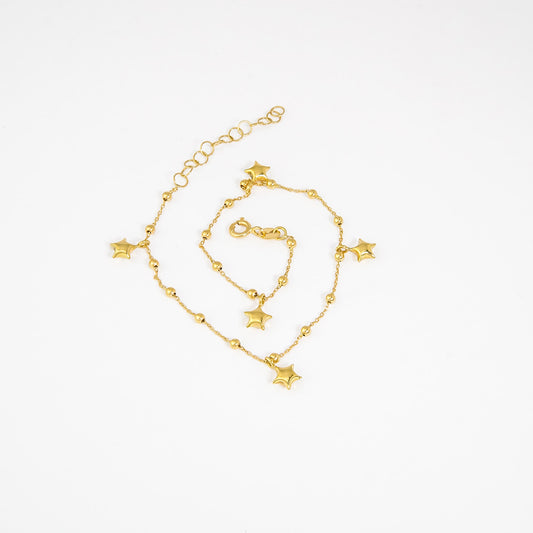 18K Gold Puff Star Anklet