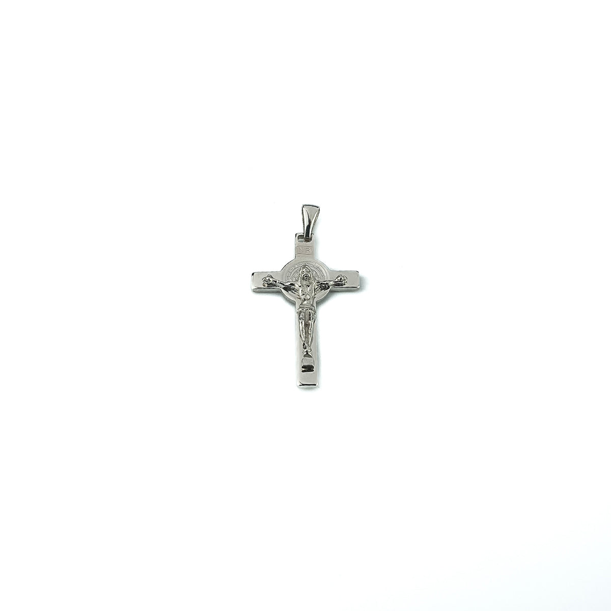 18K Gold Crucifix with Saint Benedict