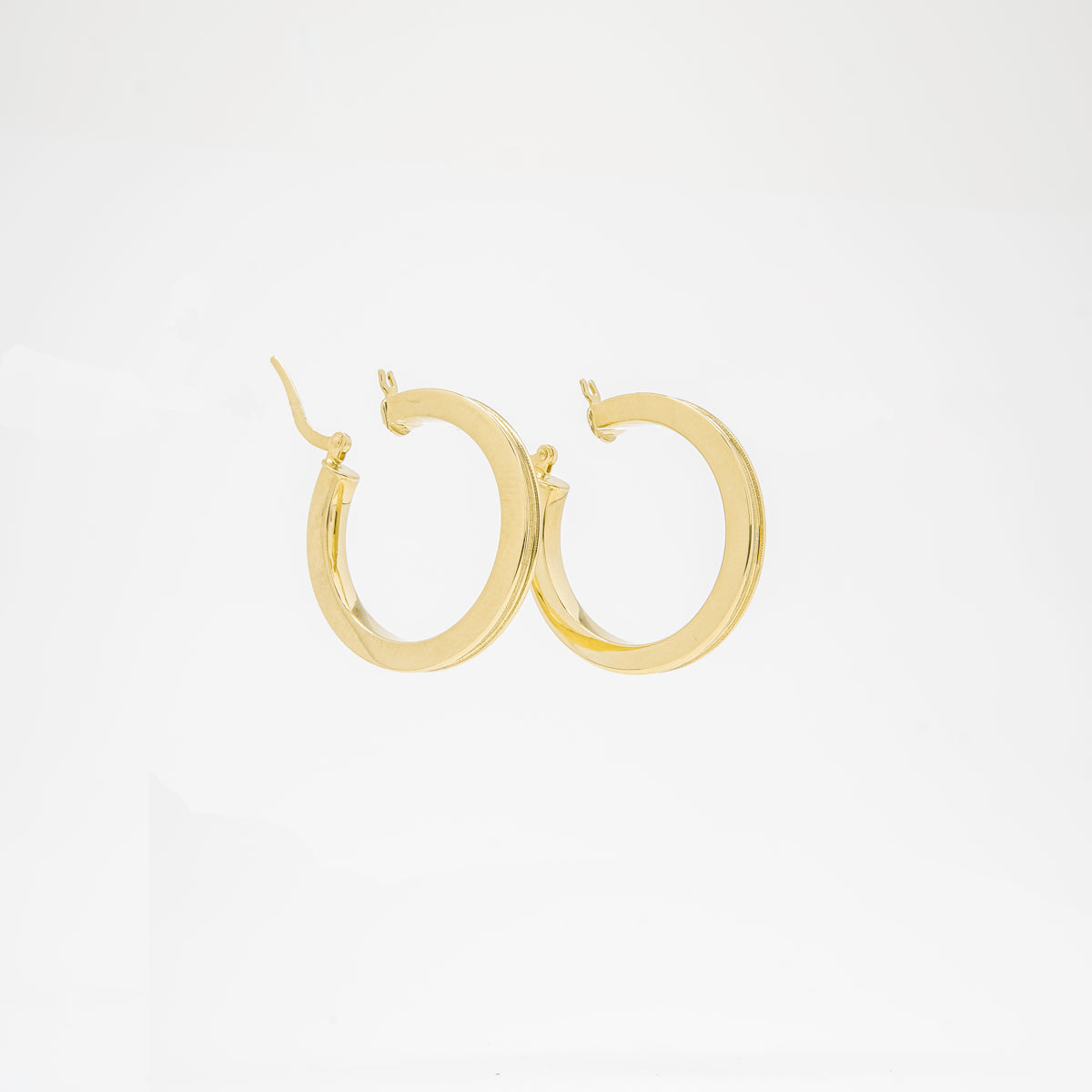 18K Yellow Gold Trench Hoops