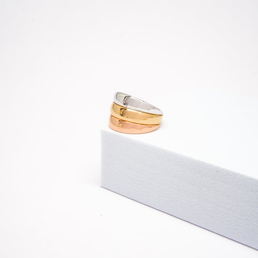 18K Gold Tri-Color Flat Ring