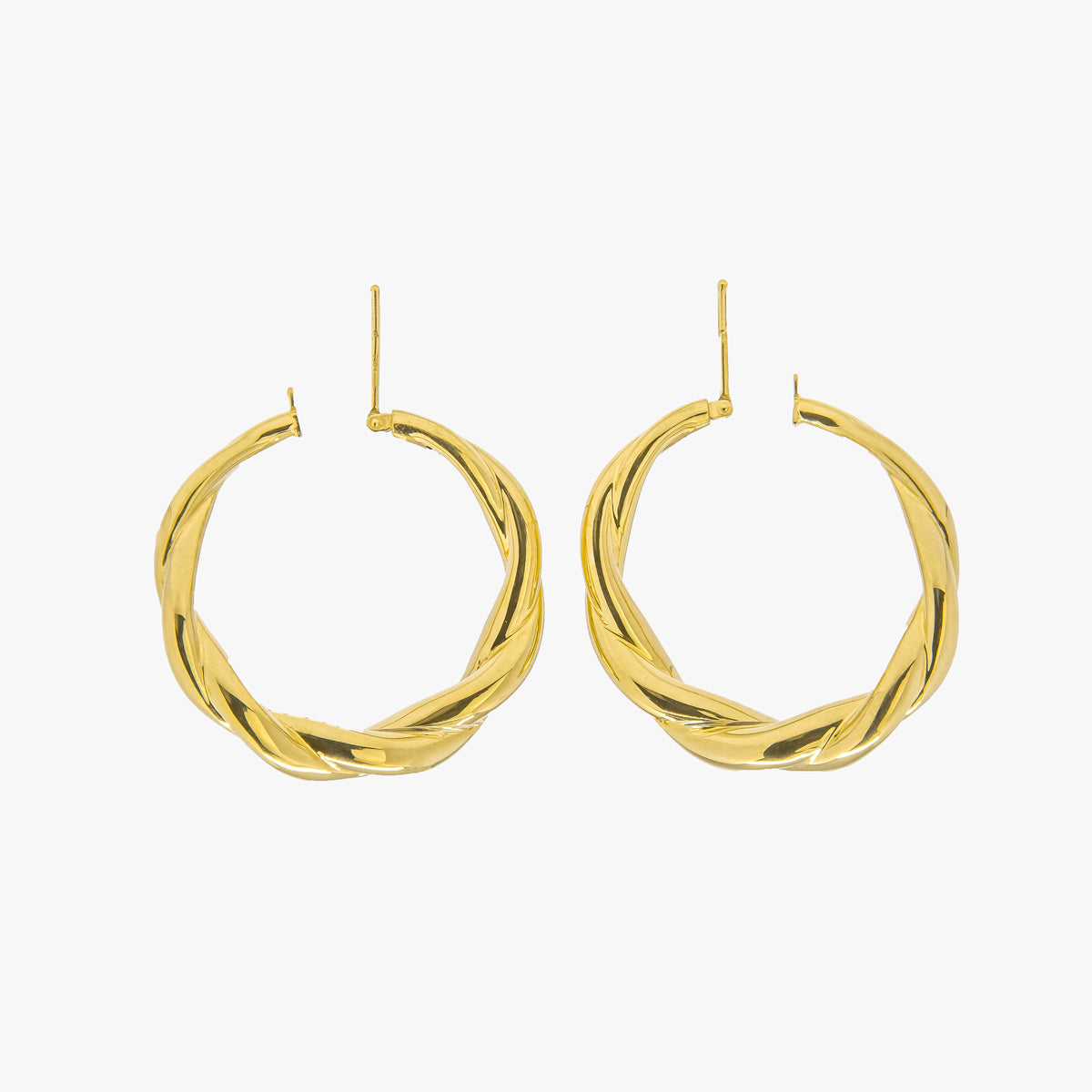 18K Yellow Gold Twisted Puff Hoops 