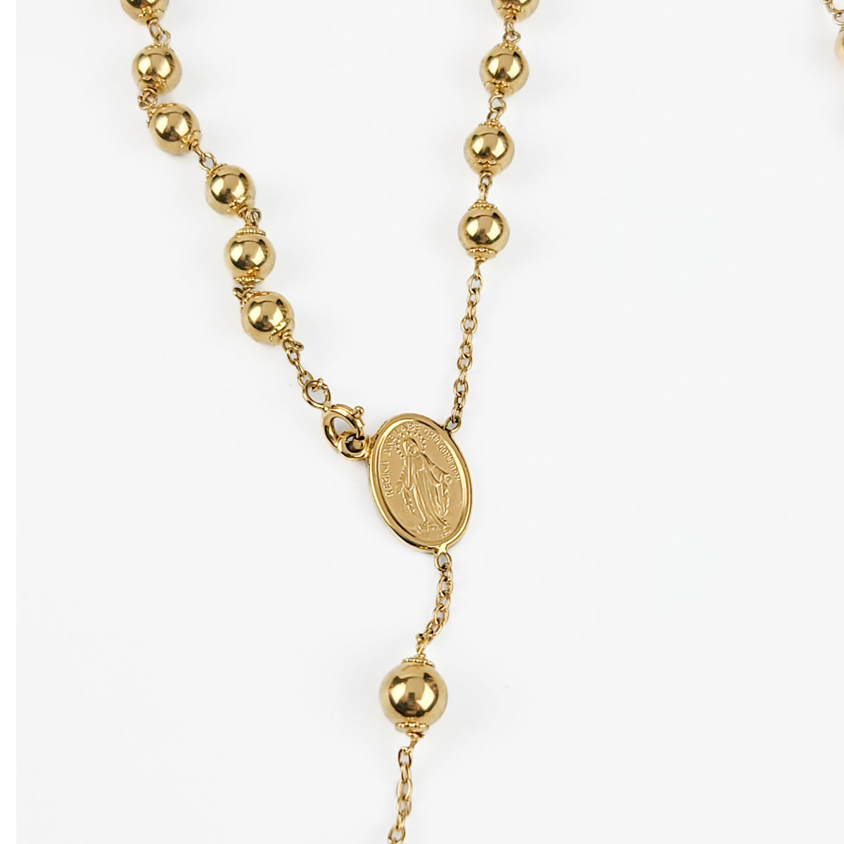 18K Gold Rosary Chain with Saint Benedict Cross