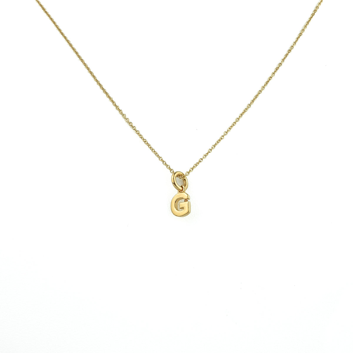 18K Gold Necklace with Solid Initial G