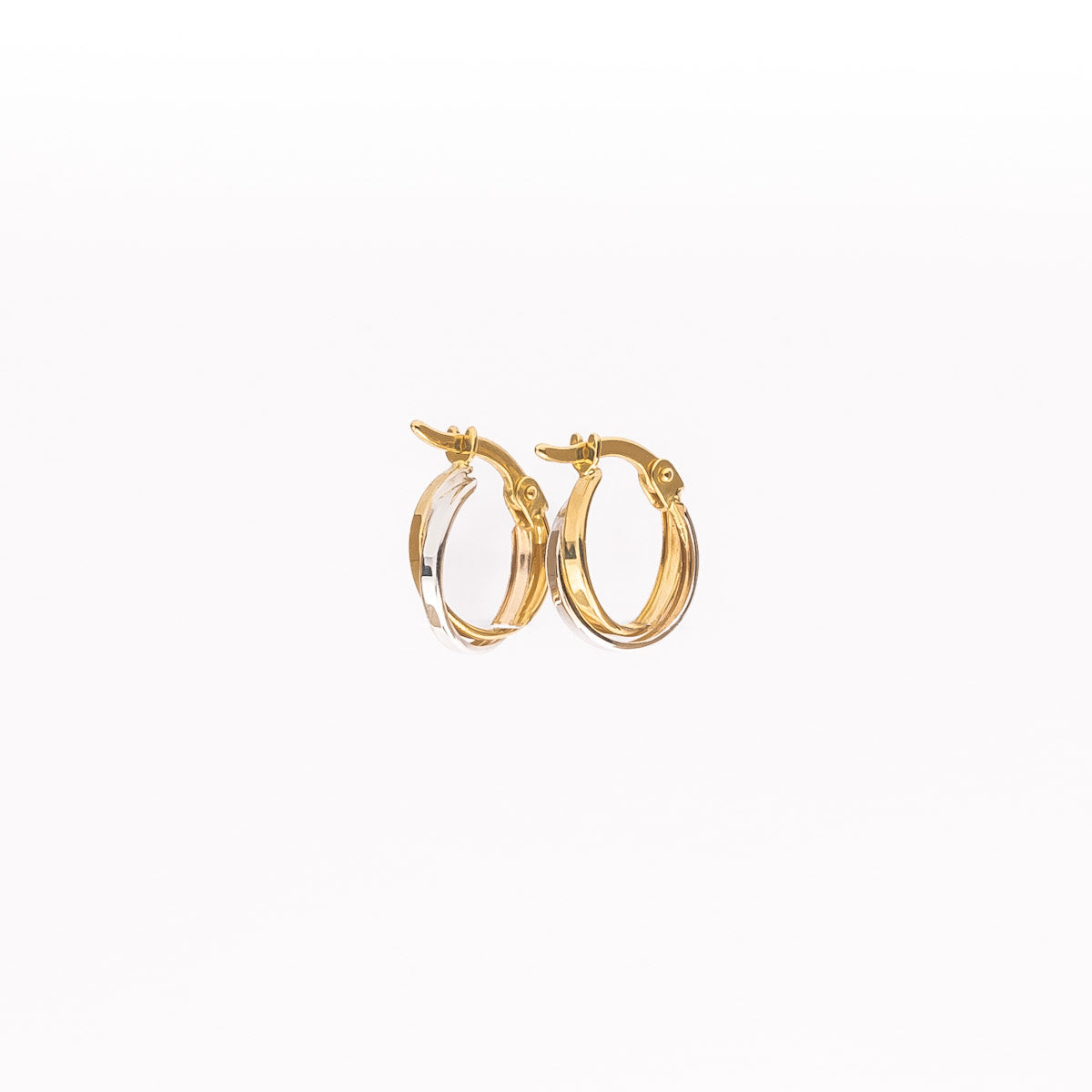 18K Gold Small Two-Tone Hoops