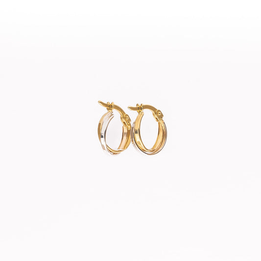 18K Gold Small Two-Tone Hoops